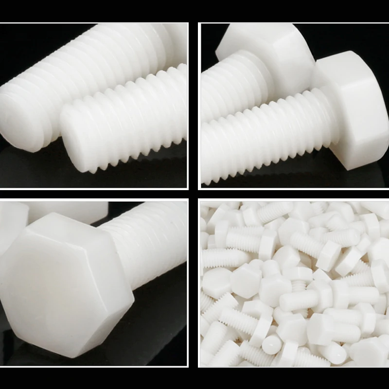Белый Нейлоновый винт с шестигранной головкой пластиковый метрической резьбой