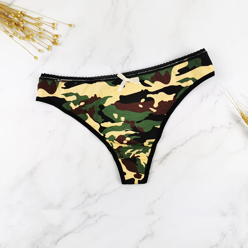 Julexy, хлопковые стринги, женские, M, L, XL, трусики с камуфляжным принтом, женское нижнее белье, мягкие стринги, Сексуальное белье