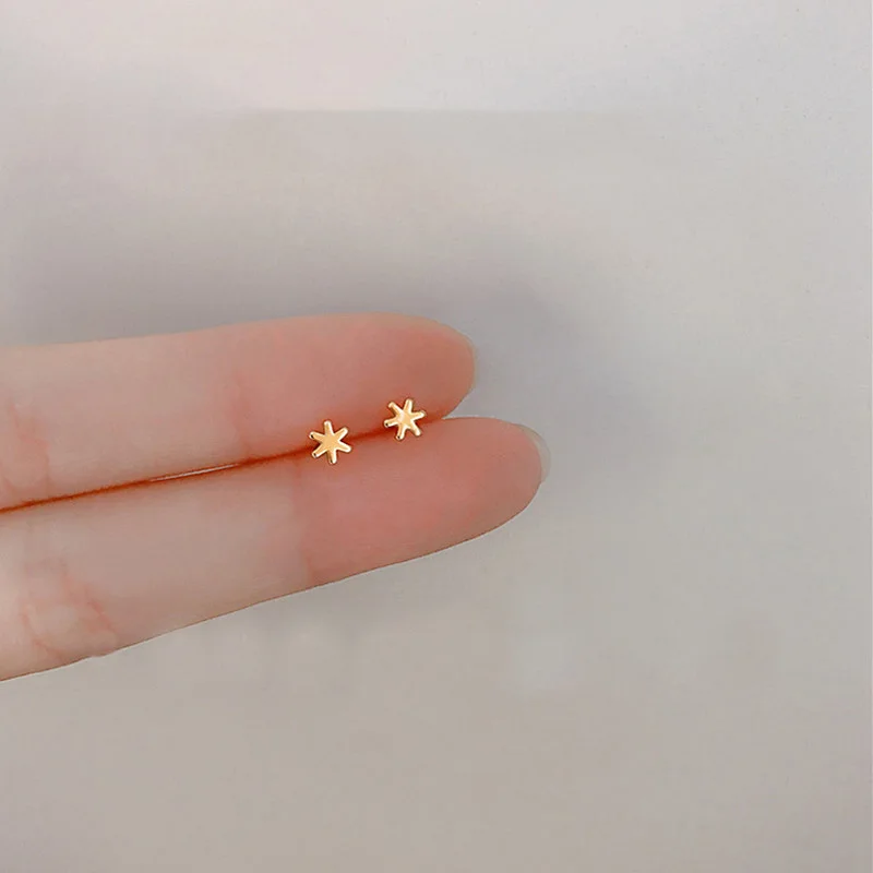 

Snowflake Stud Earrings For Women New Trend Simple Small Six-Pointed Star Ear Partner Exquisite Female Jewelry Support Wholesale