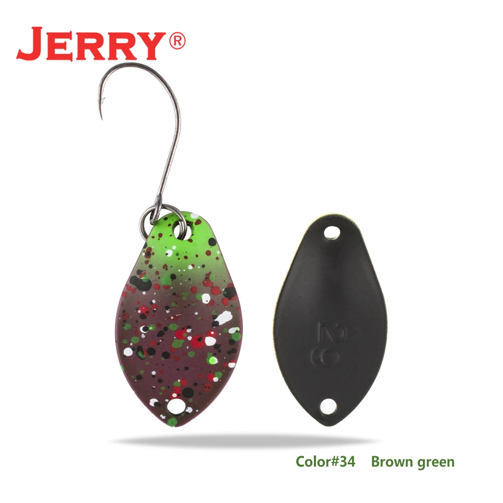 brown green Jerry 2 г 3 г микро форели ложки сверхлегкие латунные рыболовные ложки один крючок Пресноводные металлические приманки зона окуня для ловли щуки pesca - Цвет: brown green