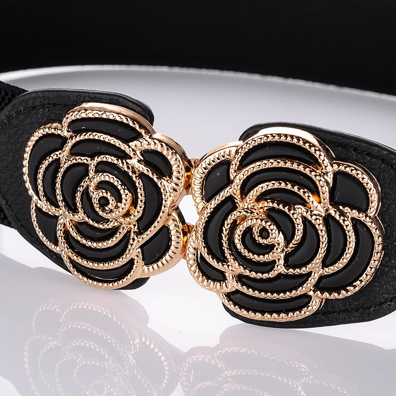 Пояс из искусственной кожи с эластичным поясом Модный черный эластичный пояс