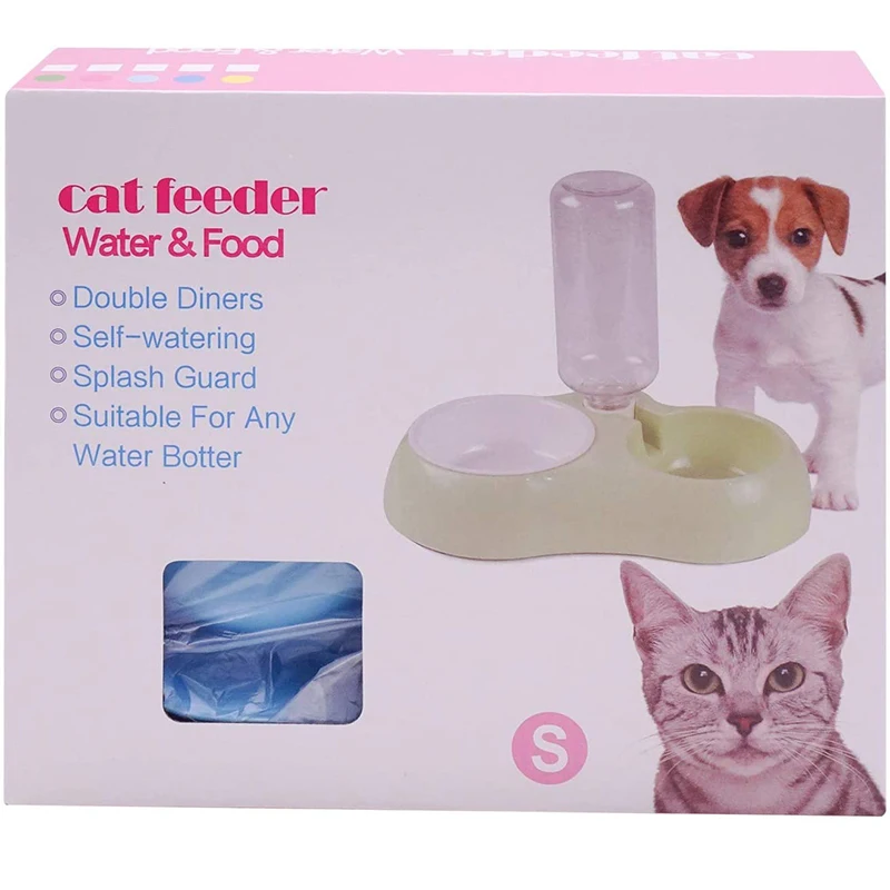 

Pet Double Bowls Food Feeder Water Dispenser Drinking Feeding Basin Bowls Pet Supplies