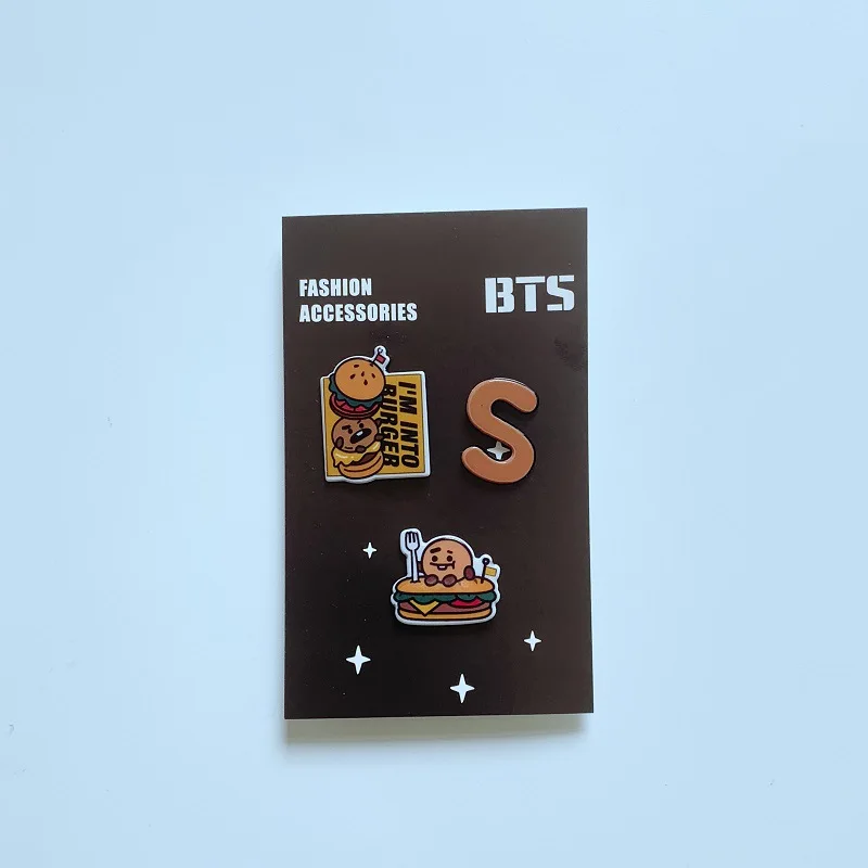 Kpop bangtan мальчики "ТАТА" "RJ" "Черный Розовый" "дважды" и т. Д. Мультфильм милый тройной Брошь для женщин мужчин kpop bangtan мальчики Поклонники - Окраска металла: Светло-желтый цвет