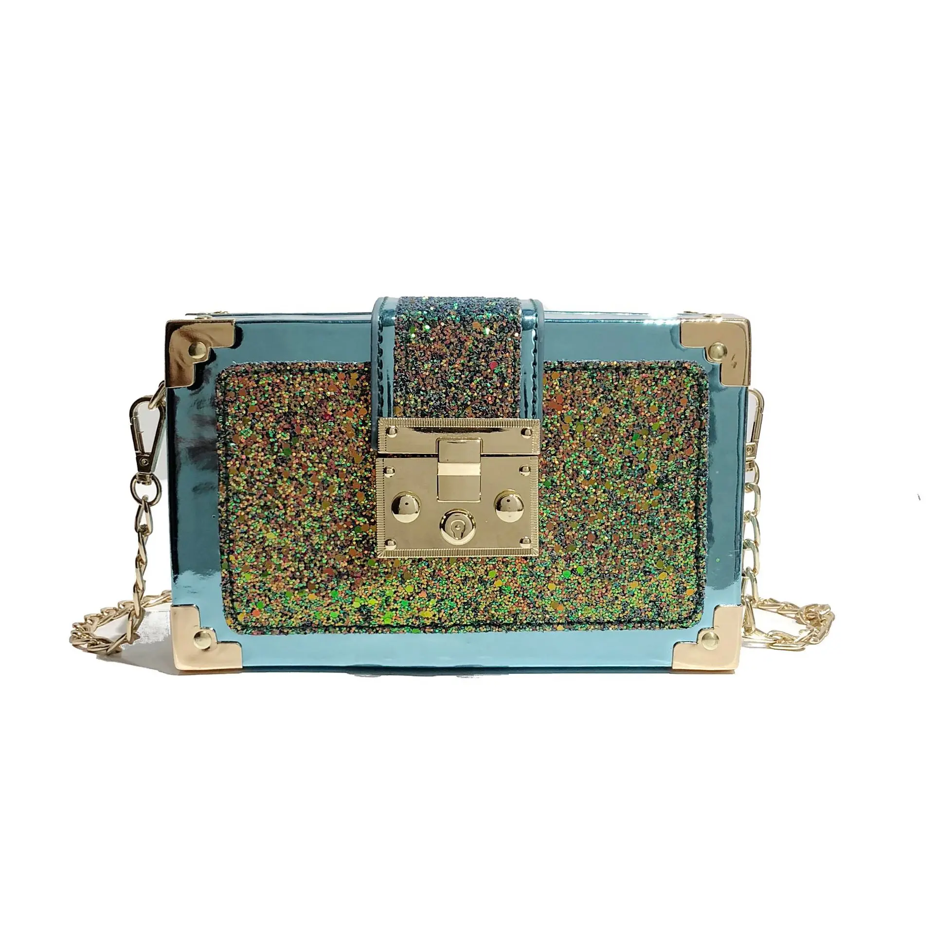 

Small Women's New Fashion Korean Chain Messenger Bag Fashion Sequin Box Bag Leisure Shoulder Bag