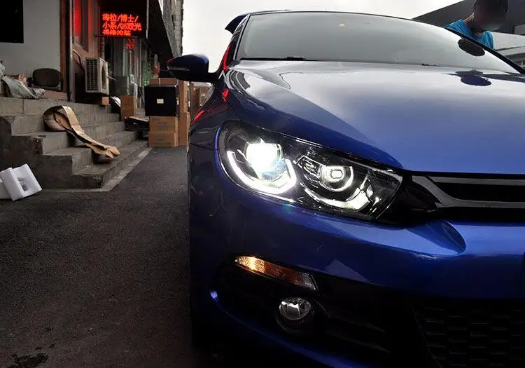 Автомобильный Стильный чехол для VW scirocco 2009- фары светодиодный фары DRL Объектив Двойной Луч Ксенон