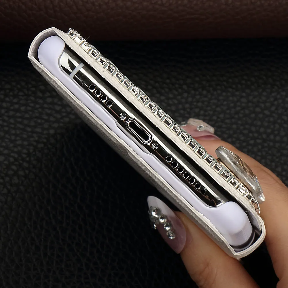 

For IPhone 11 Pro Max Bling Crystal Butterfly Flip Leather Case for Iphone 11 Cover Shockproof Wallet Capa Coque