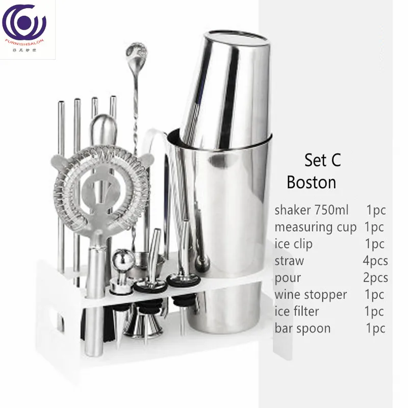 set C 13 in1 комплект вина регулятор шейкер чашки Профессиональный Премиум набор Мартини напитков Смеситель 400/550/510/750 мл панели инструментов - Цвет: set C