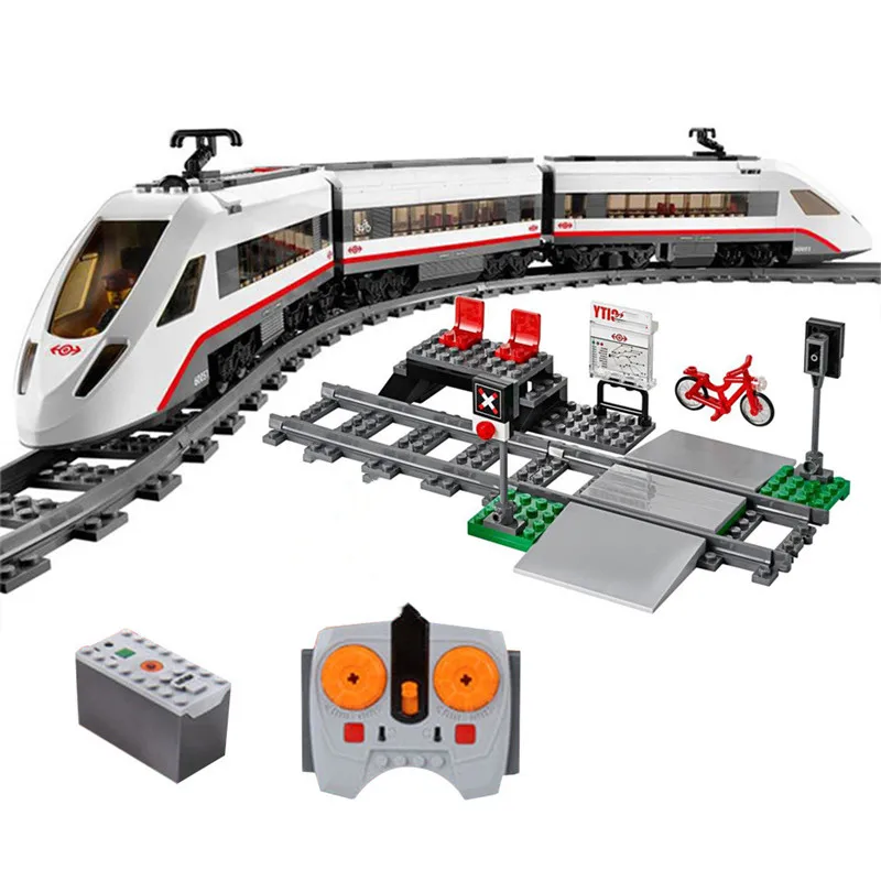 RC город высокоскоростной пассажирские железнодорожные кирпичи 60051 Technic пульт дистанционного управления поезда модели строительные блоки игрушки для детей Подарки 02010