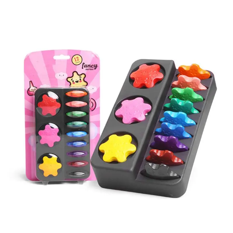 

12 Colors Non-toxic Wax Snowflake Shape Crayons for Toddler Baby Kids Washable Safe Painting Drawing Tool School Art Supply G2AC