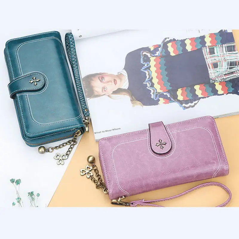 ПУ Длинный кошелек женский кредитный держатель для карт Органайзер Кошелек с