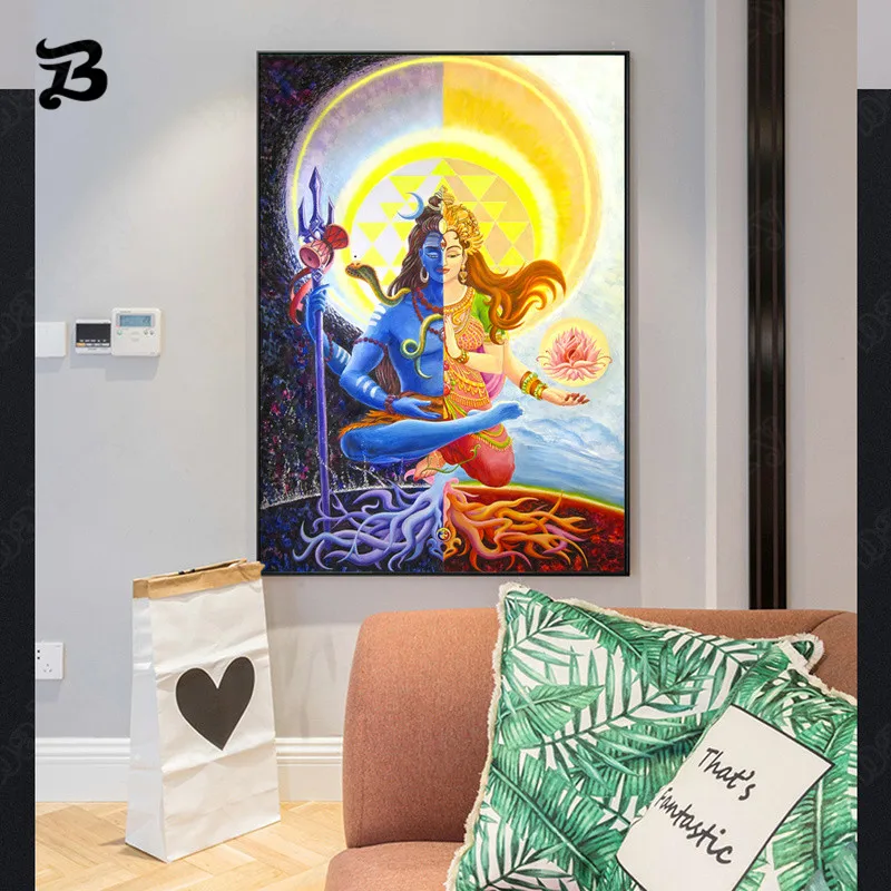 

Canvas Painting for Living Room Lord Shiva Wall Art Abstract Modern Posters and Prints Indian God Wall Pictures Home Decoration