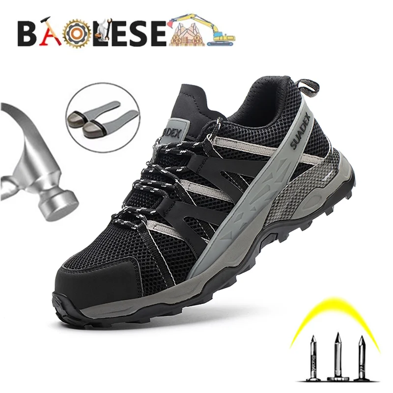 

BAOLESEM Indestructible Safety Shoes Men Steel Toe Cap Work Shoes Puncture-Proof Work Shoes Men Safety Boots For Work All Season