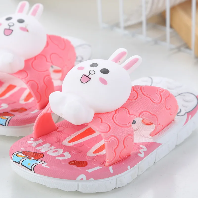 Модные милые детские тапочки для мальчиков и девочек с мультяшным медведем