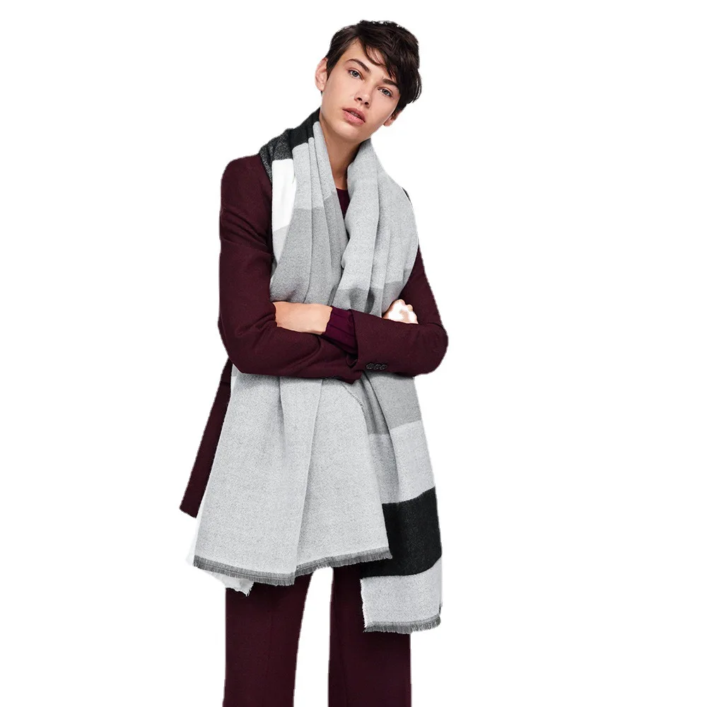 Осенне-зимний клетчатый шарф Женская шаль двойного назначения Женский