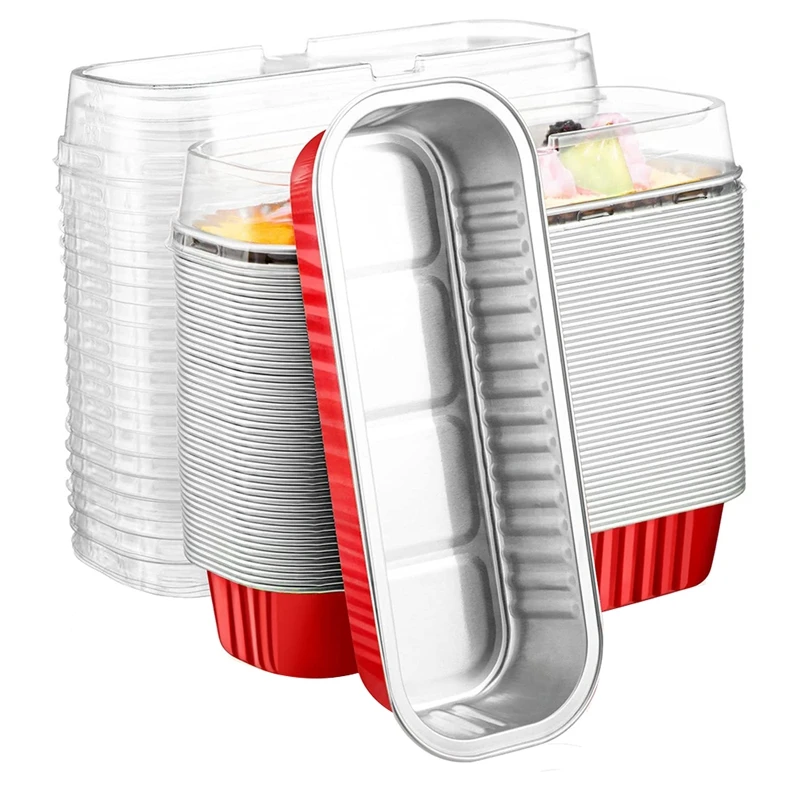 

Формы для хлеба из алюминиевой фольги, 50 шт. одноразовых мини-сковородок для выпечки из алюминиевой фольги с крышками, Стандартные Контейне...