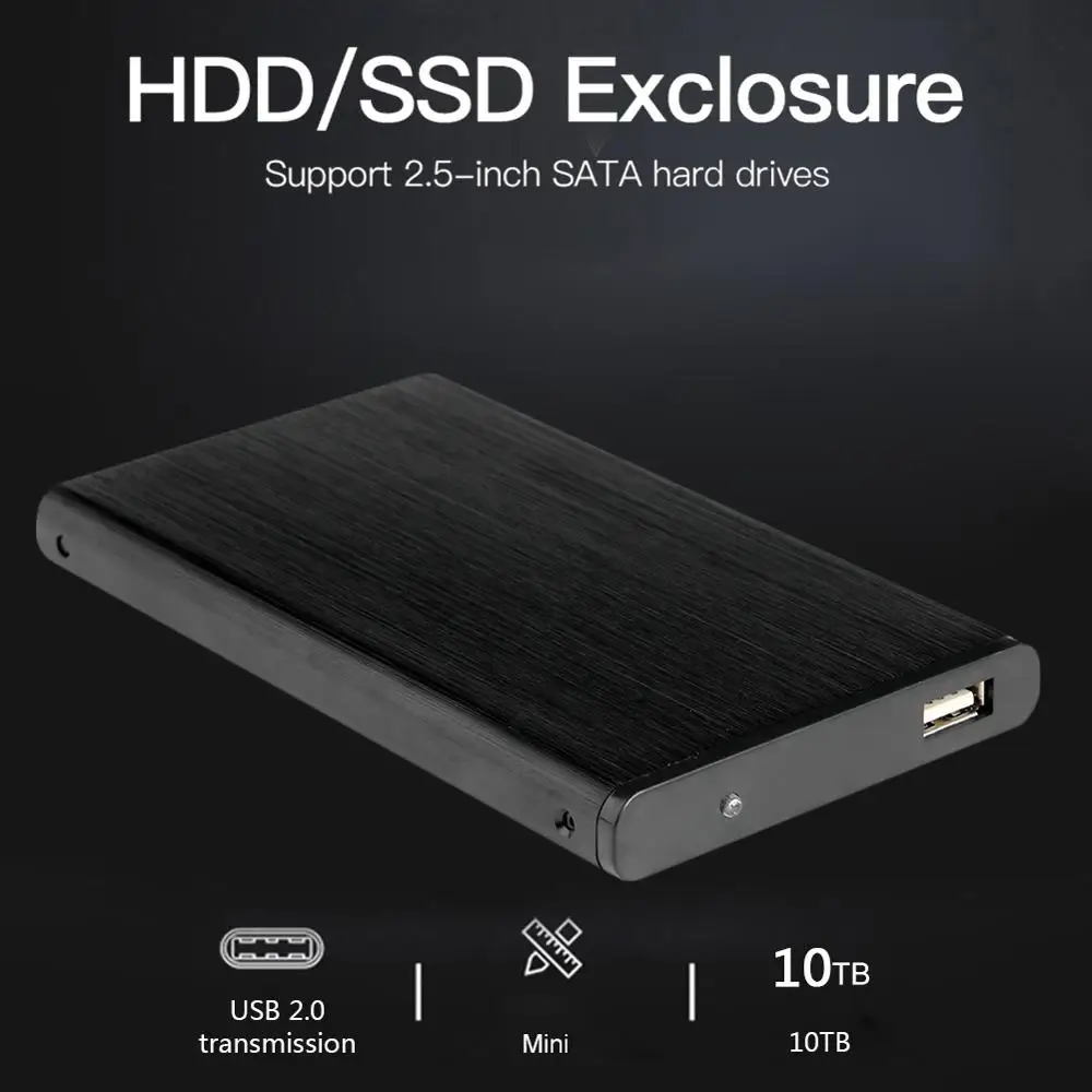 

Портативный 480 Мбит/с USB 2,0 мобильный жесткий диск чехол Алюминий сплав 10 ТБ 2,5 дюймов жесткого диска SATA HDD SSD корпус для внешнего жесткого
