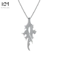 kiss mandy trendy women necklace shiny crystal cz leaves long sweater necklace copper fashion jewelry party ladies gifts on169