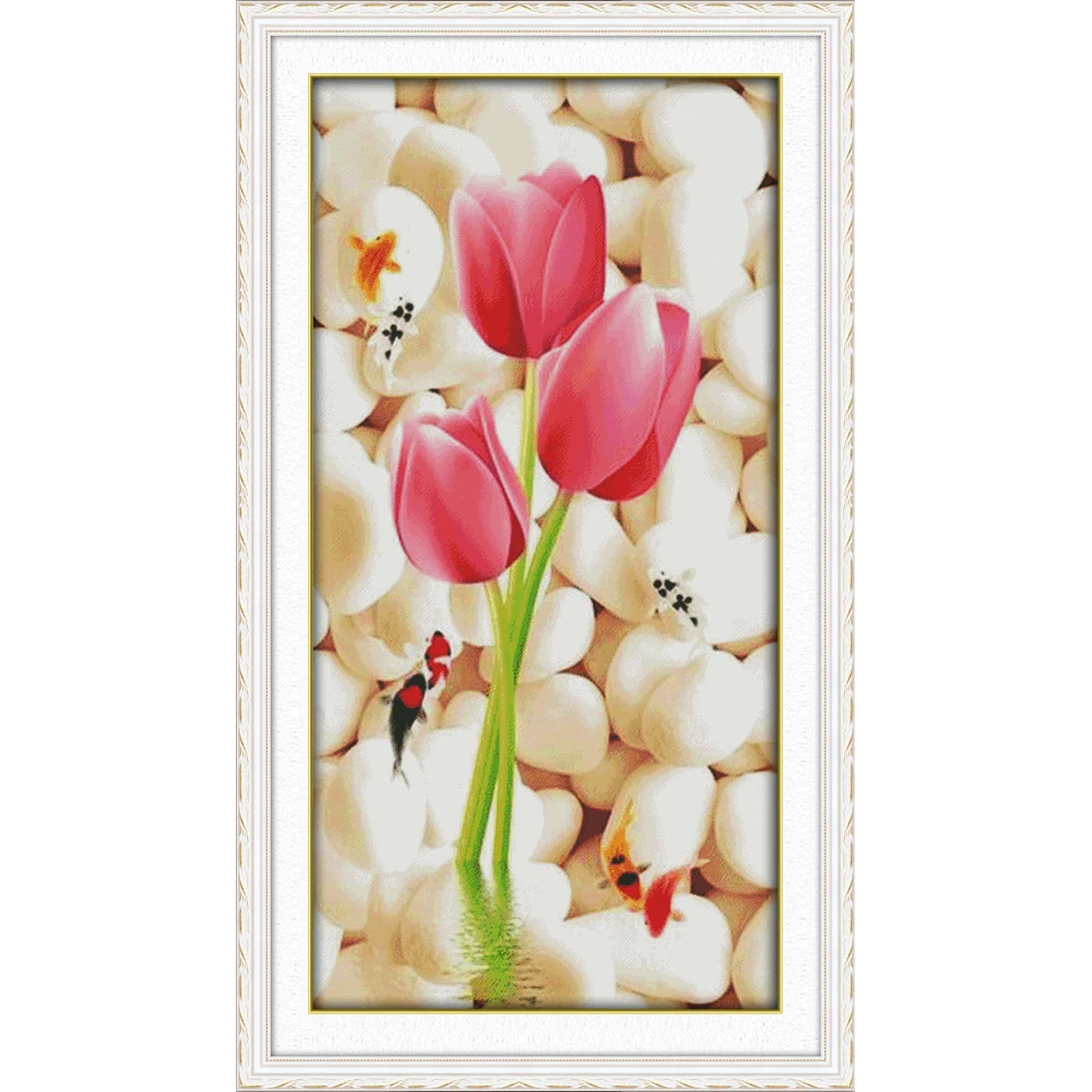 

Everlasting Love Tulip Chinese Cross Stitch Kits Ecological Cotton Clear Stamped Printed 11CT 14CT DIY Gift Christmas Decoration