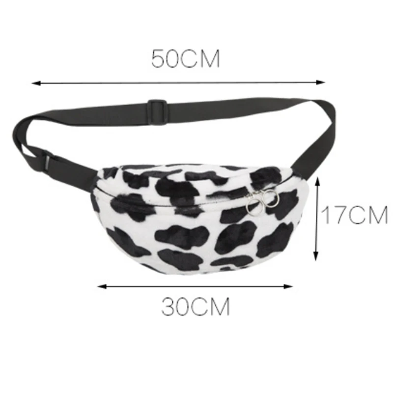 

High Quality Women Cow Print Plush Waist Bag Fanny Pack Pouch Sport Belt Hip Chest Crossbody Shoulder Purse