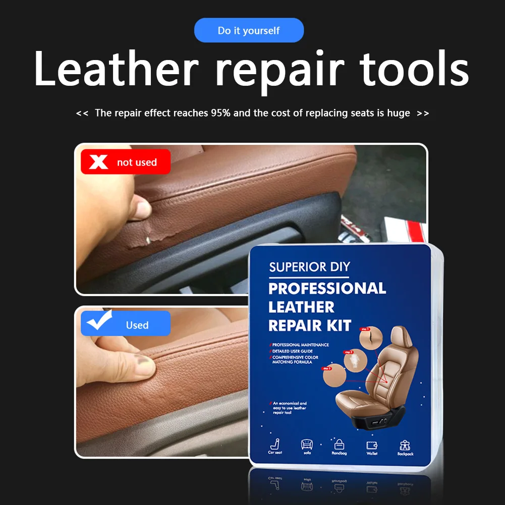

Retreading Refurbish Car Accessories No Heat Leather Vinyl Repair Kit for Car Boat Repair Cream Agent Car Accessries