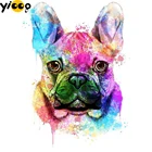 Камни в форме ромбакруглый дрель Алмазная вышивка Цветной панель в форме французского бульдога Алмазная вышивка крестиком на рисунке, стразы Мозаика Декор DX0917