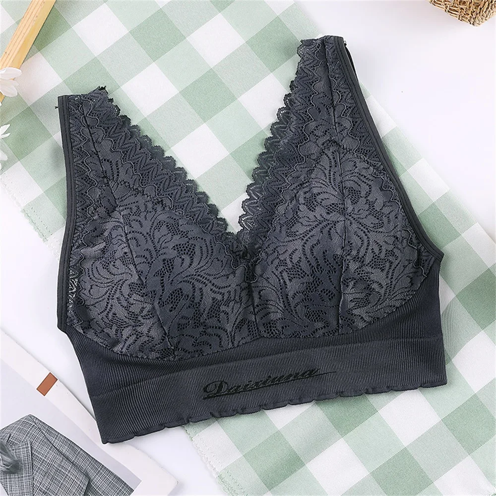 

Plus Size Backless Bralette Sexy Lace Wireless Underwear Women Crop Top Lingerie Comfort Push Up Bra Adjusted Brassiere Bras