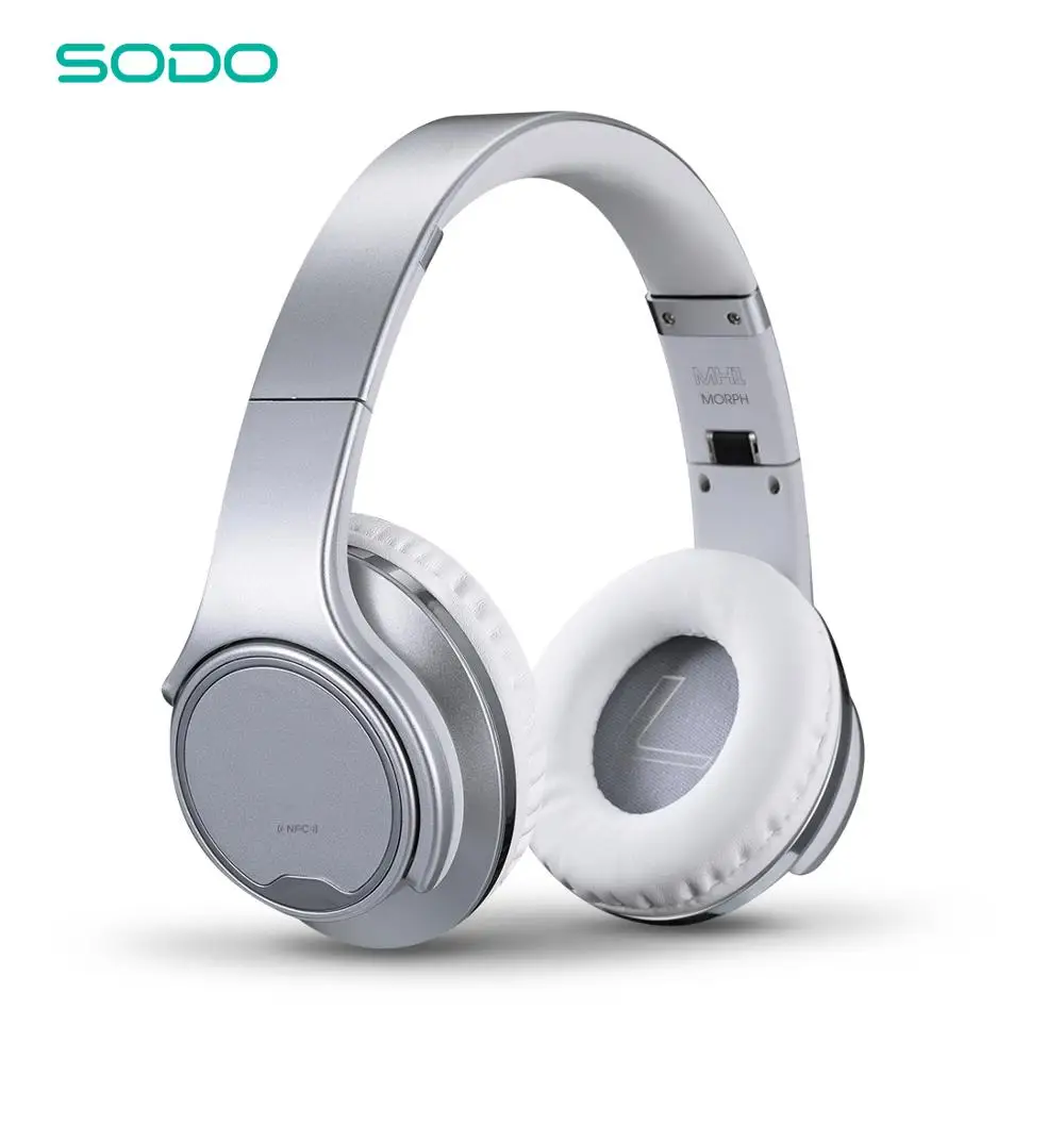 SODO NFC беспроводные bluetooth-наушники с поворотным динамиком беспроводные внешние наушники с микрофоном Складная bluetooth-гарнитура - Цвет: silver