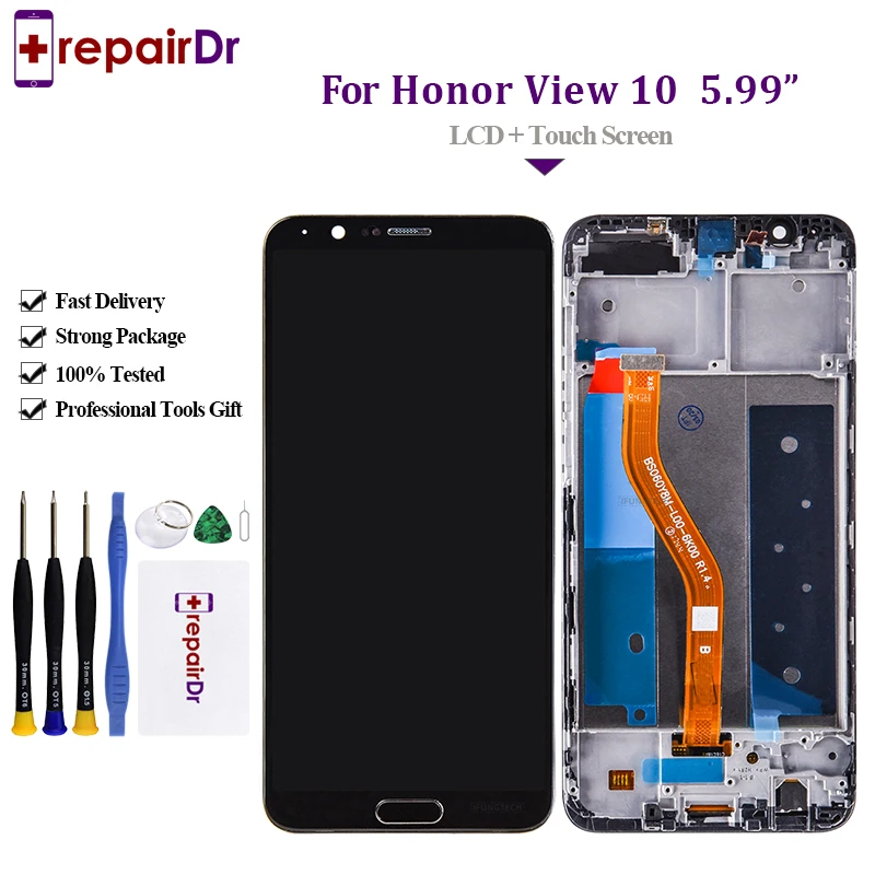 ЖК дисплей для Huawei Honor V10 сенсорный экран с дигитайзером и рамкой в сборе замена