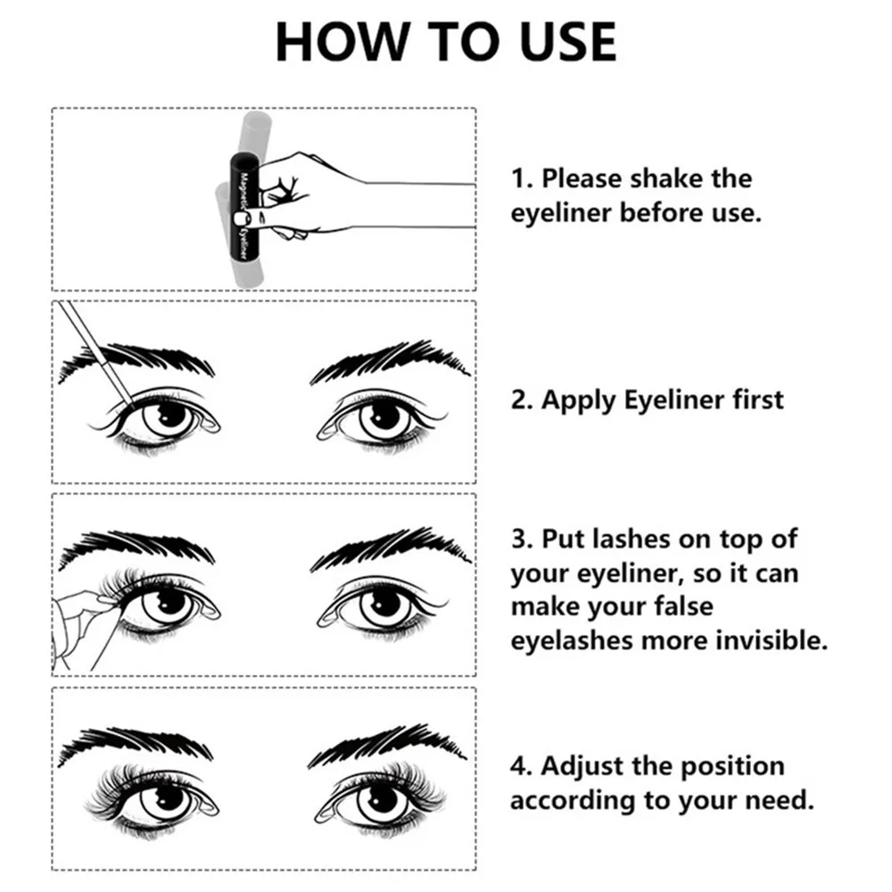 

7 Pairs Eye Lashes Magnetic Eyelashes and Eyeliner Set False Eyelashes Magnet Extension Liquid Eyeliner With Tweezer Set