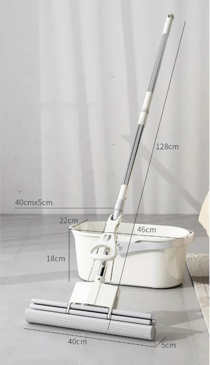 Sponge Mop Head Household Hand-free Washing Absorbent Mop Oversized Roller Type Cotton Mop Ceramic Tiles Floor Cleaning