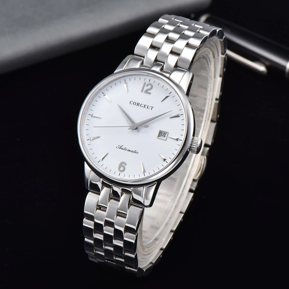 Мужские автоматические часы с циферблатом 40 мм розовое золото белый