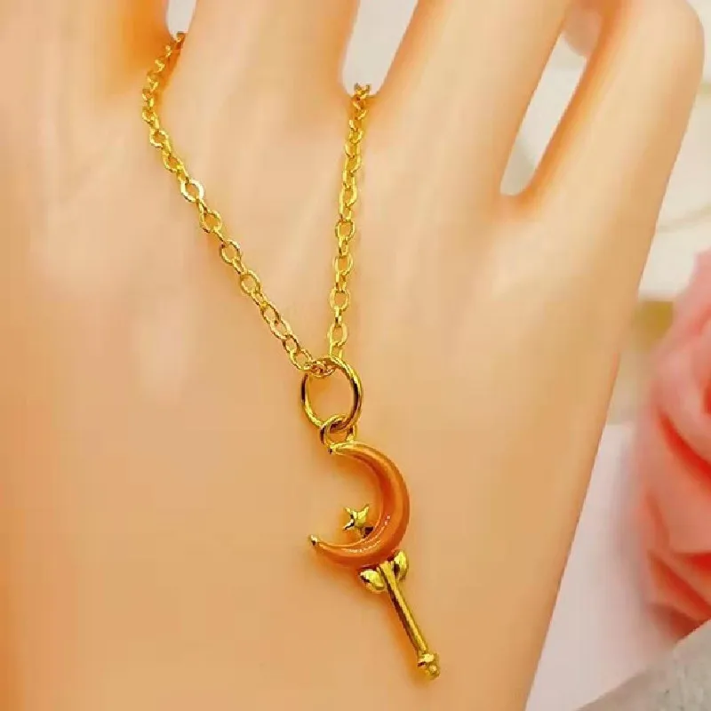 Небольшое ожерелье с кулоном из чистого золота акция оригинальное позолоченное