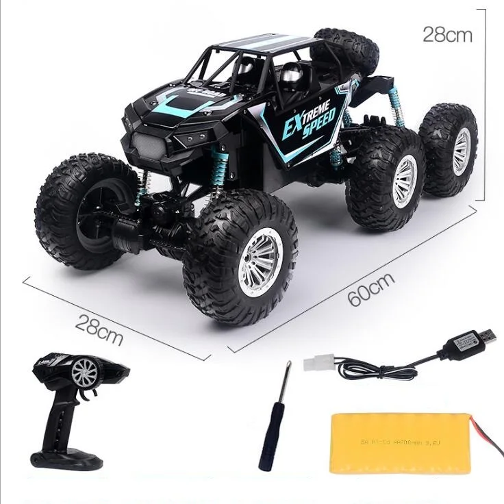 Детский подарок электрический RC автомобиль 1:8 2,4G 150M супер большой 6/4 колеса 6WD 4WD вождения независимая подвеска 360 градусов опрокидывающийся RC автомобиль - Цвет: Blue 6 Wheels