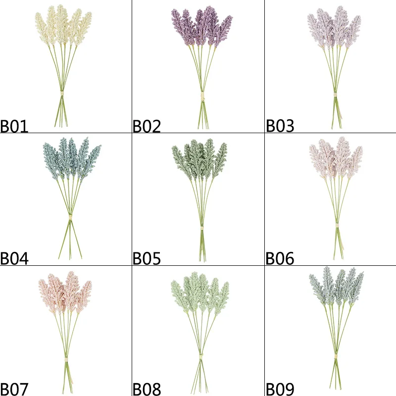 

6pcs/bundle Artificial Plant Lavender Wheat Ears Wedding Romantic Flower Decoration Home DIY Vases Scrapbook Fake Plant Supplies