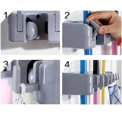 Настенный держатель для хранения швабры и метлы вешалка щеток новый