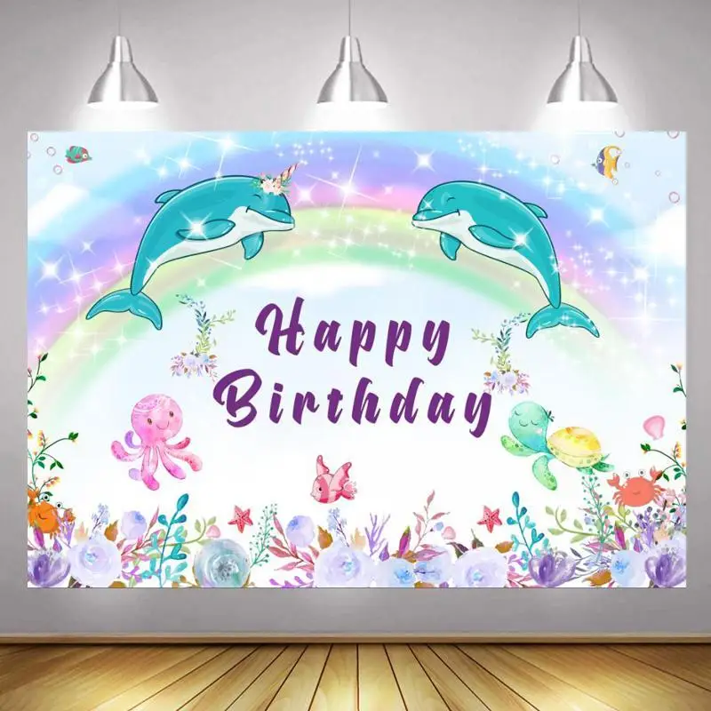 Фон для фотосъемки с дельфином морем акулой мальчиками и девочками вечеринка в
