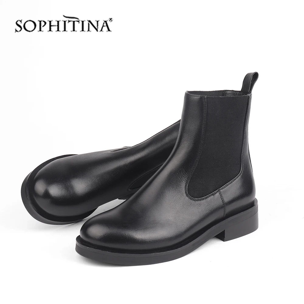 SOPHITINA/модные ботинки Челси Высококачественная удобная обувь из натуральной кожи