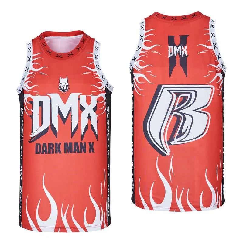 

BG DMX DARK MAN X jersey Embroidery sewing Outdoor sportswear Hip-hop culture movie red summer basketball jerseys