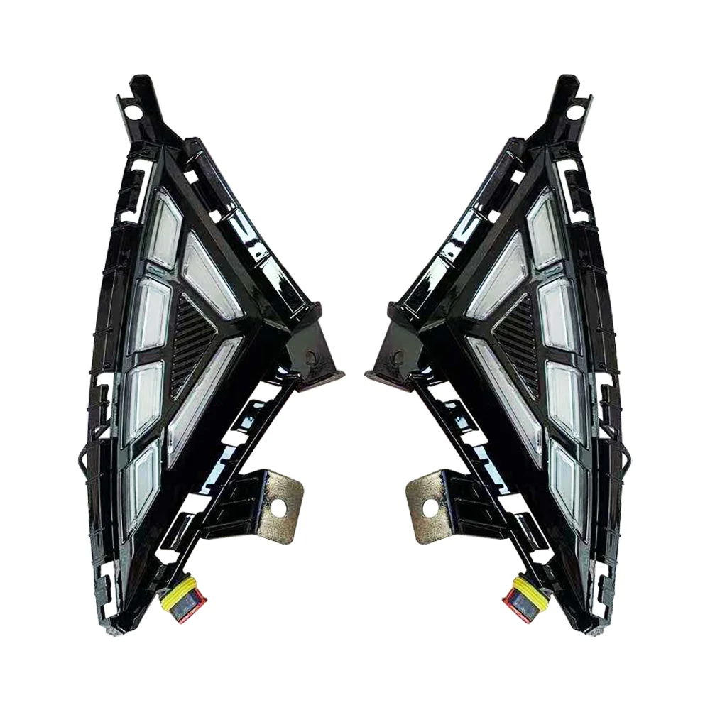 

For Hyundai Elantra 2020 2021 Car Flashing 1 Pair LED DRL fog lamp Daytime Running Lights with Yellow Turn signal light Foglight