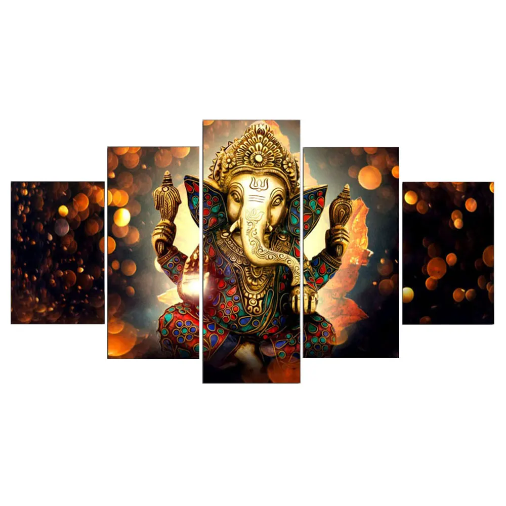 

5Pcs/Set Ganesha Elephant Abstract Canvas Print Oil Painting Wall Picture