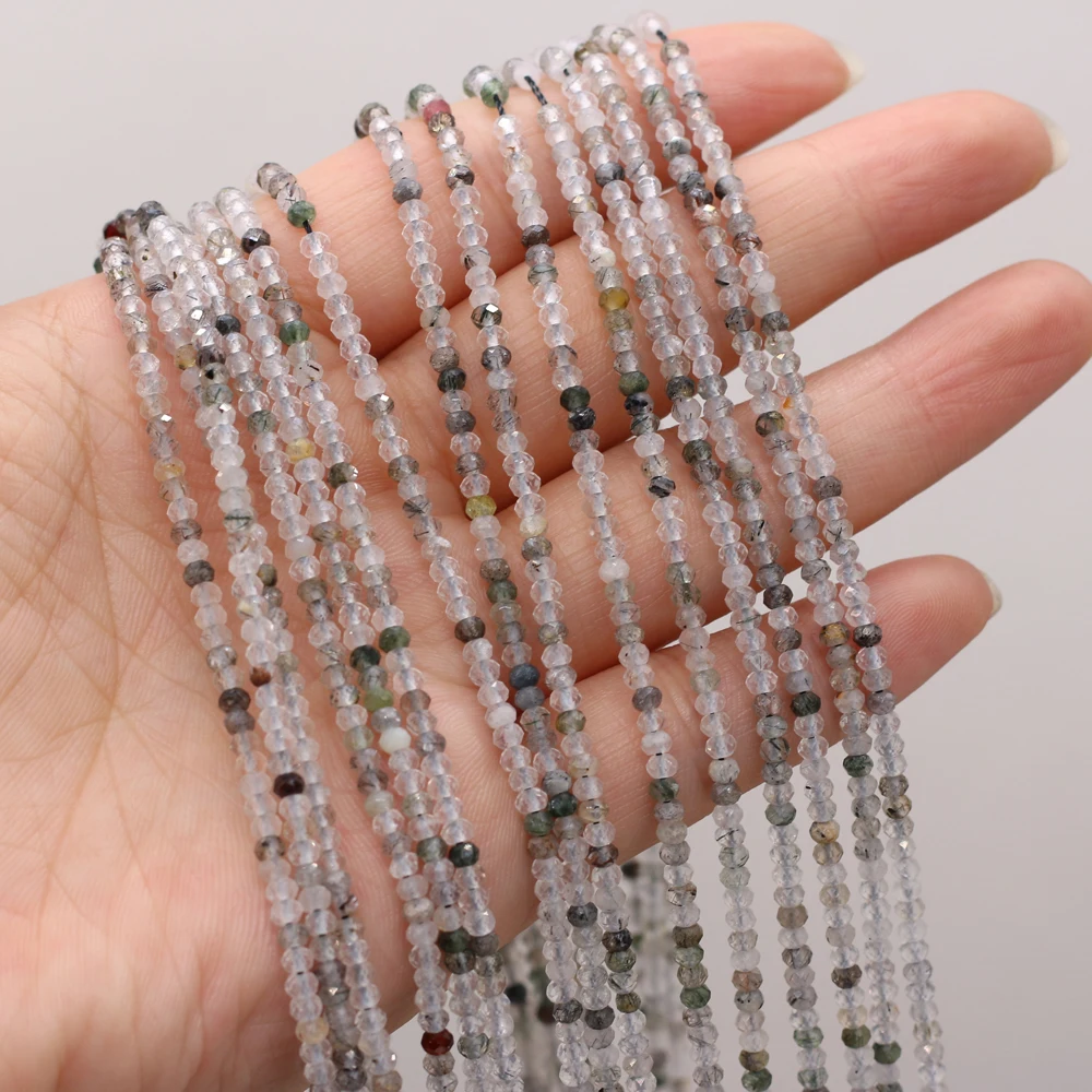 

Best Selling New Product Natural Stone Semi-precious Stone Faceted Black Rutilated Quartz Bead DIY Necklace Bracelet Size 3x2mm