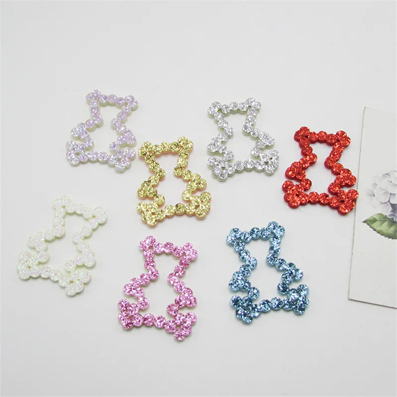 Mix-color Bear 20-100 шт Блестящий медведь/Сердце/Звезды аппликация DIY ремесло Детские принадлежности детский подарок, аксессуары для волос упаковочные материалы тиснение - Color: Mix-color Bear
