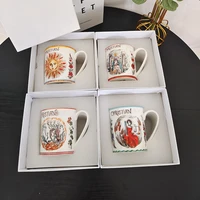 retro ceramic coffee mug with handmade tea cup travel kitchen tableware nordic home decor with gift box