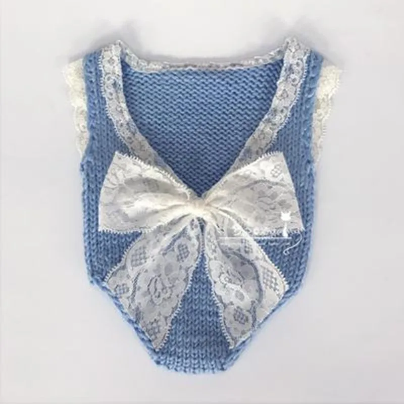 Mono de encaje de punto de ganchillo para reci&eacute;n nacido, ropa, pelele, accesorios de fotograf&iacute;a Infantil para sesi&oacute;n de estudio, accesorios de fotograf&iacute;a para beb&eacute;-4
