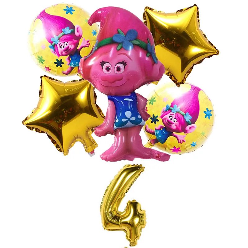 6 шт./партия воздушные шары с троллями для детей счастливый день рождения