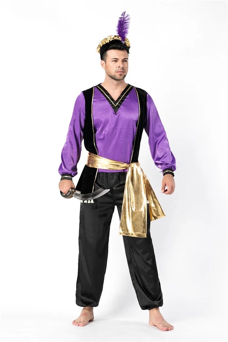 MSemis Kids Boys Arabian Prince Costumes Cap Sleeves Waistcoat with Pants for Halloween Cosplay Fancy Holiday Parties Dress Up |