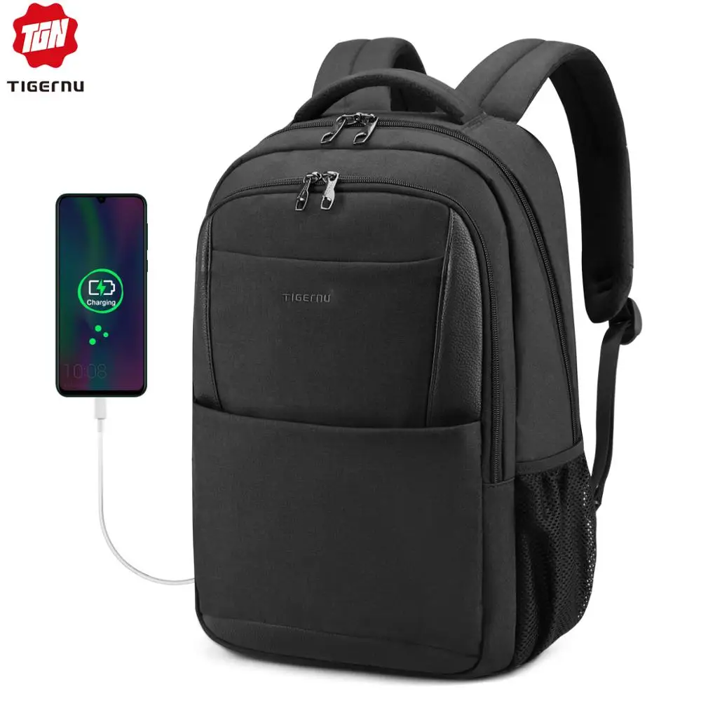 Tigernu бренд мужской рюкзак 15.6 ноутбук рюкзак мужчины usb большие туристические рюкзаки тонкий водонепроницаемый противоугонные школьные женщины
