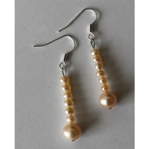 

Favorite Pearl Long Dangle Earrings 3-7mm Peach Genuine Freshwater Pearls S925 Sterling Silver Hook Fine Women Gift Jewelry