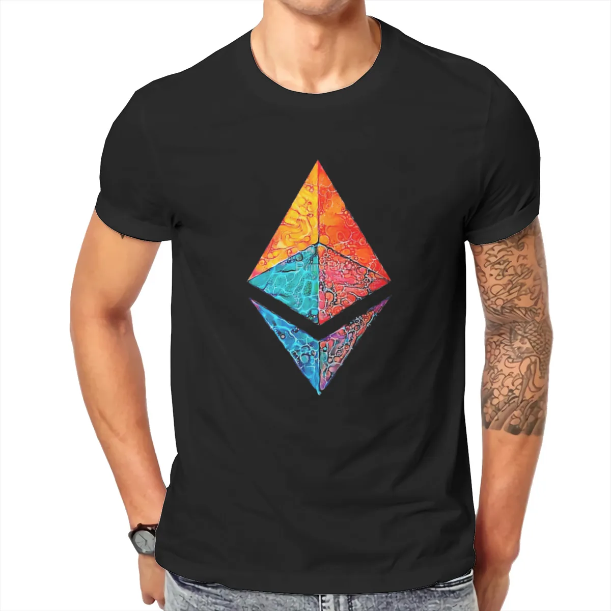 

Men Caustic Acid ETH crypto, Etherium Anime Coin Cool Graphic Classic Hot Sale Tshirt
