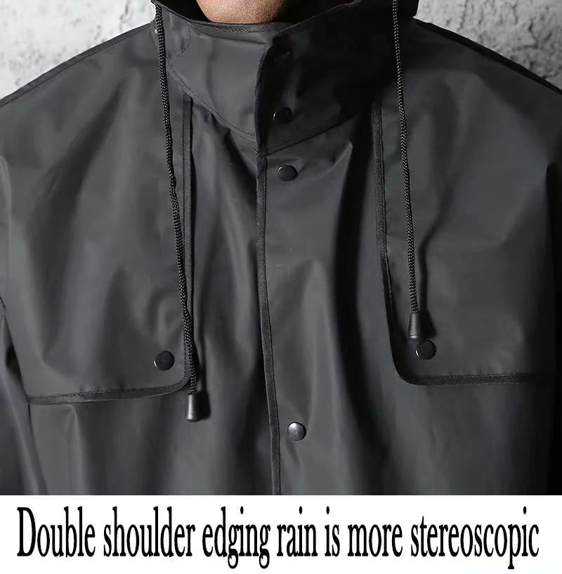 Мужской черный дождевик из ЭВА мужской защитный для улицы пончо рыбалки Женская